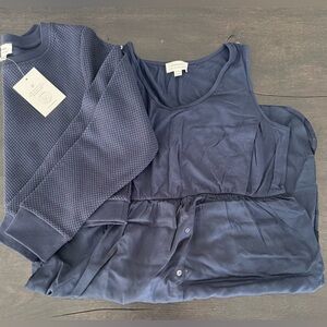 Seraphine Maternity Textured Quilted Crewneck Top and Dress in Navy